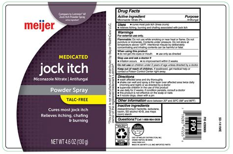 Meijer Jock Itch Miconazole Nitrate Antifungal Powder Spray - Talc Free