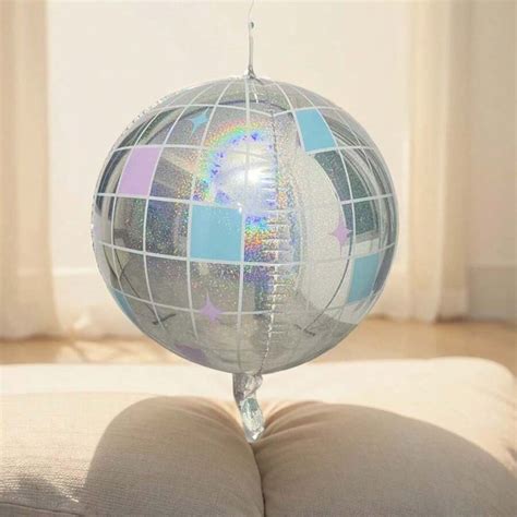 2/4Pcs Iridescent Disco Ball Aluminum Foil Balloons, Laser Silver, Blue ...
