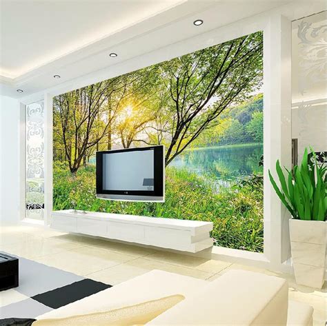 Amazon.com: Forest Grass Lake Large Wall Mural, Natural Scenery Peel ...