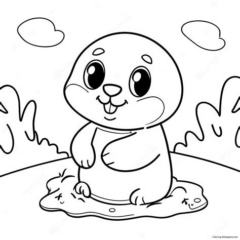 Cute Mole Digging Underground Coloring Page (72554-57443)