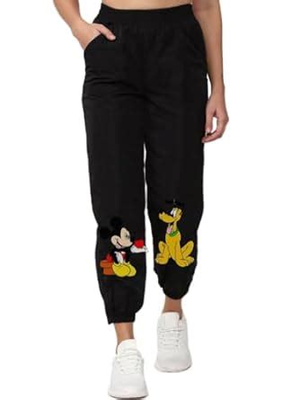 Mickey Pluto Print Relaxed Fit Black Jogger Trackpant with 2 Side ...