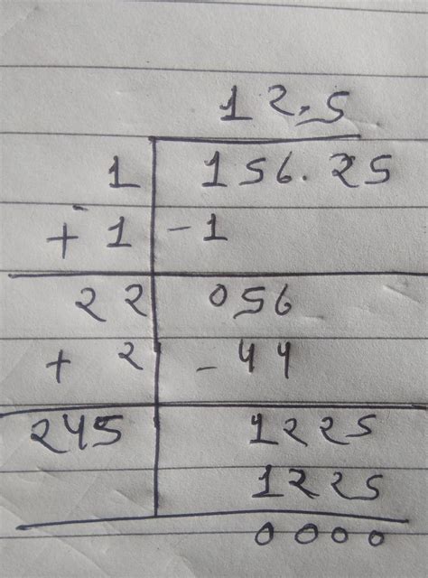 Find the root of 156.25 using long division method - Brainly.in