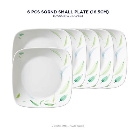 Corelle Asia Square Round Collection Dancing Leaves 17 cm Square Round ...