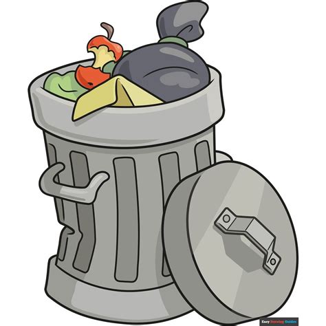 How to Draw a Trash Can | Easy drawings, Drawing bag, Drawings
