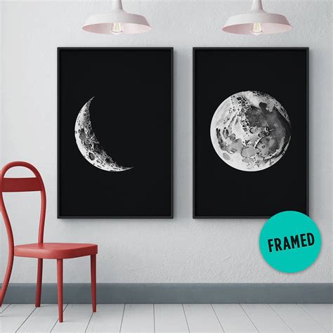Moon Phase Prints Framed Moon Art Moon Phases Prints Moon - Etsy