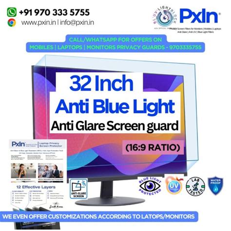 32 inch (16:9) Monitor Anti Blue Light and Anti Glare Screen Guard | Pxin