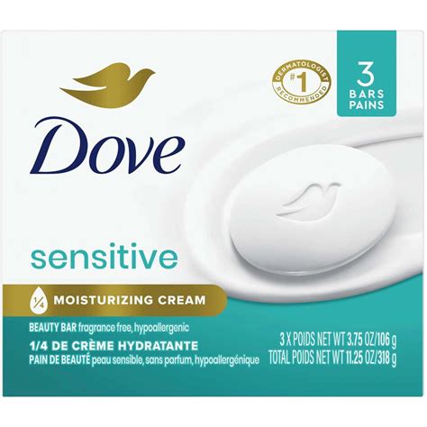 Dove Sensitive Skin Beauty Bar 106g - Hypoallergenic Cleansing Soap ...