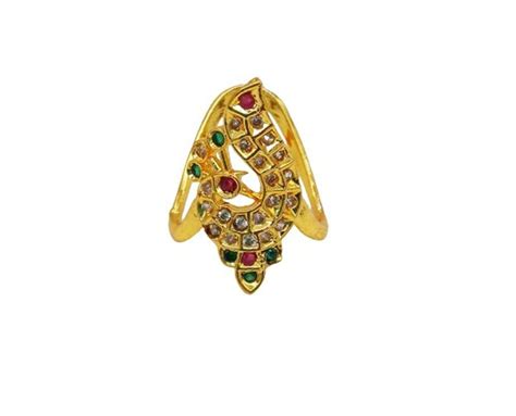 Buy NANDANA COLLECTIONS Peacock Design Finger Ring Impon Gold Design ...