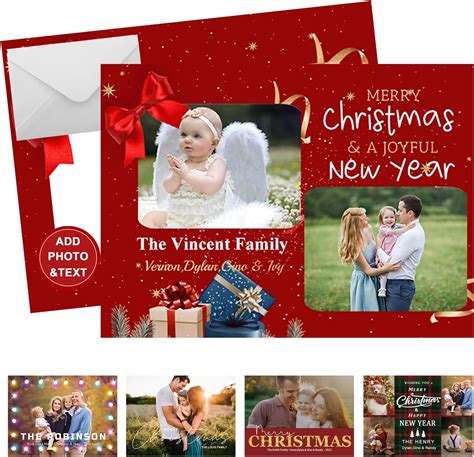 Amazon.com : Personalized Christmas Cards,250/200/100/50/25/15 Ct ...