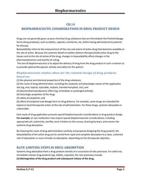 Biopharmaceutics drug consideration - CH. BIOPHARMACEUTIC ...