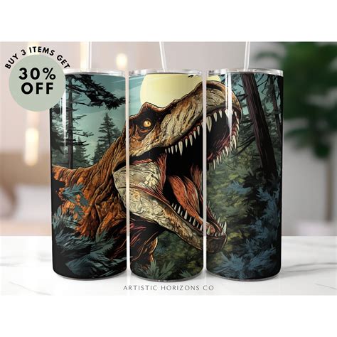 T-rex Dinosaur Roar 20oz Skinny Tumbler Sublimation Design Straight ...