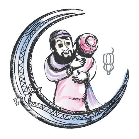 Colorful Eid Sketch Featuring Muslim Men And Crescent Moon Vector, Eid Mubarak, Eid Ul Azha, Eid ...
