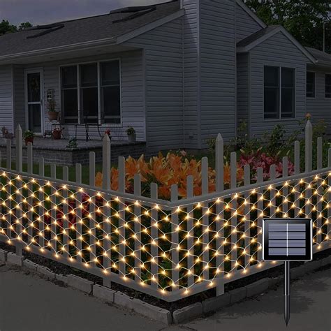 Anycosy 210 LED Solar Net Lights Outdoor, 12Ft x 2Ft Warm White Fence ...