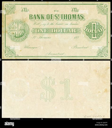 A 1 Dollar banknote from the Danish West Indies, issued in 1889 ...