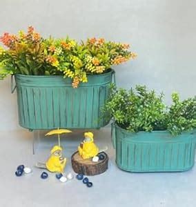 Inara Home Decor Rectangular Metal Planter Patina Medium : Amazon.in ...