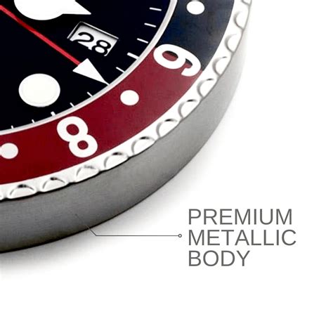 Metal Wall Clock with Timeless Swiss Design (Pepsi) with Date Function ...