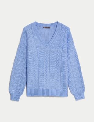 Cable Knit V-Neck Jumper