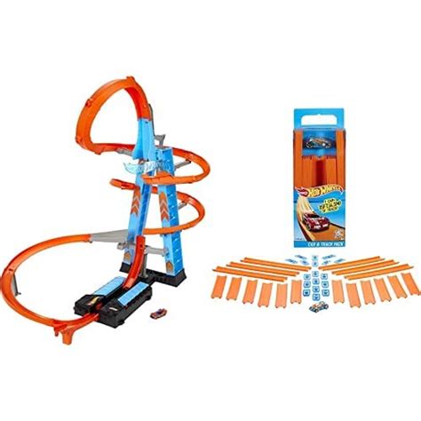 Buy Hot Wheels Sky C Tower, track set & BHT77 Straight Track Builder ...