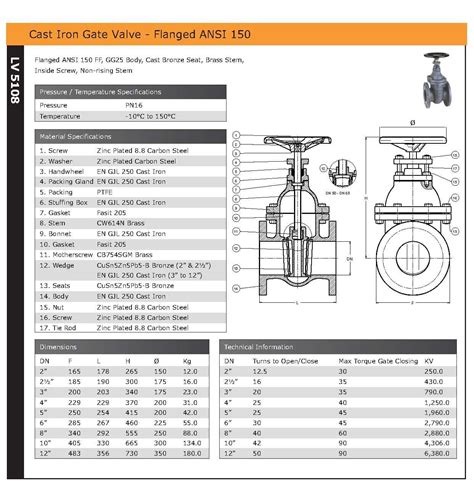 Cast Iron Gate Valve Flanged ANSI 150