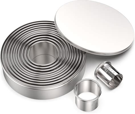 Amazon.com: 11 Pieces Metal Cookie Cutter Set, Round Cookie Cutters ...