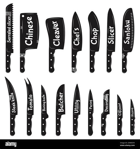 Chef steel knife. Kitchen meat cut knives, boning, cleaver, butcher ...