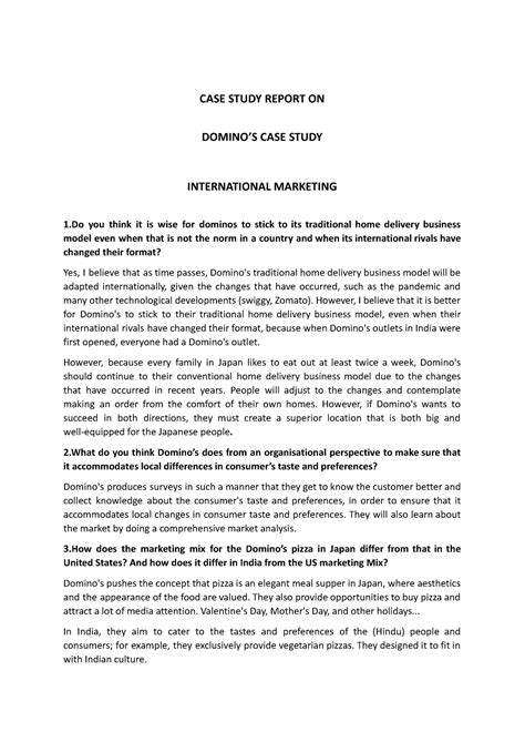 IM - Domino's - Assignment on Case Study - CASE STUDY REPORT ON DOMINO ...