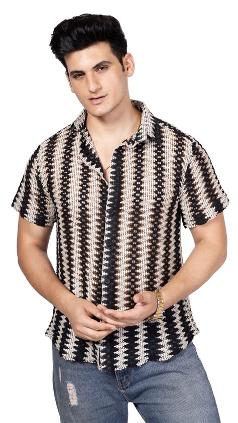 Black And White Crochet Shirt Half Sleeves – TBS-THEBARGAINSTREET
