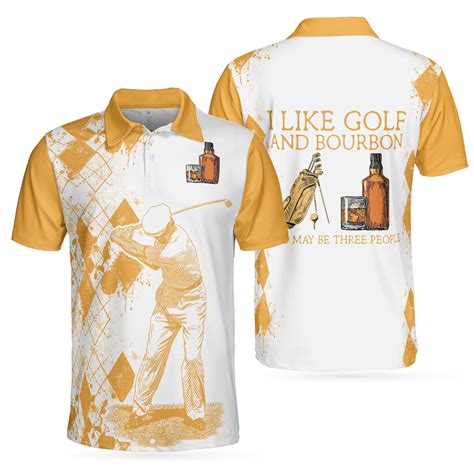 Golf And Wine Polo Shirt, Orange Argyle Pattern Golf Shirt For Male ...