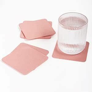 Irida Naturals Rice Husk & Bamboo Fibre Square Coaster Set for Cups and ...