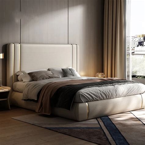 Luxury Upholstered Bed In Off White