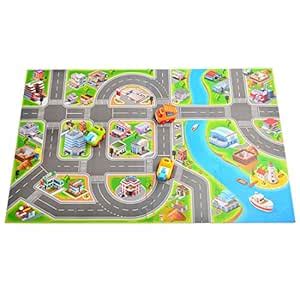 Kids Race Track Rugs Fcoson Carpet Play Mat Town Road Rug with Cars and ...