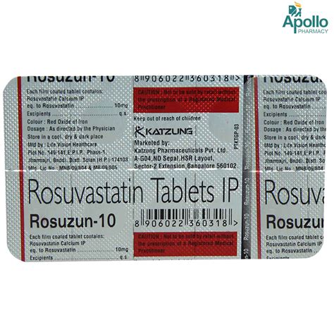 Rosuzun 10mg Tablet 10's Price, Uses, Side Effects, Composition ...