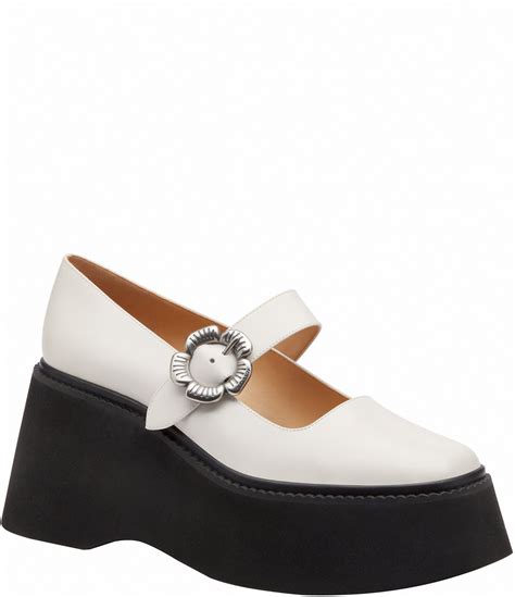 COACH Tea Rose Leather Platform Floral Hardware Mary Jane Pumps | Dillard's