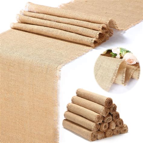 15 Pack Burlap Table Runners 12 x 71 Inches Farmhouse Khaki Jute ...