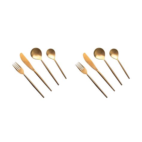 Ellementry Aura Gold Cutlery Set of 4 | Stainless Steel Set | Food ...