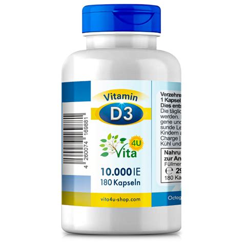 Vitamin D3 (Cholecalciferol) je Kapsel 10.000 IE, natürlich, 180 veg ...