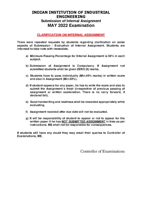 Internal Assignment Guidelines for IIE - May 2022 Examination - Studocu