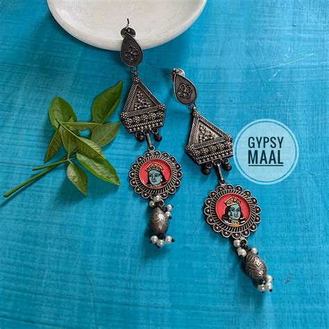 Shri Krishna Hand Painted Earrings – Gypsy Maal