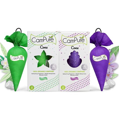 CamPure Camphor Cone (1 Jasmine + 1 Lavender) Pack Of 2-100% Organic ...