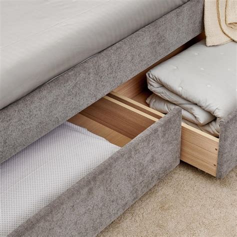 Buy Neil Fabric Day Bed with Drawers - Greige from Home Centre at just ...