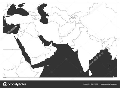 Political map of South Asia and Middle East countries. Simple flat vector outline map Stock ...