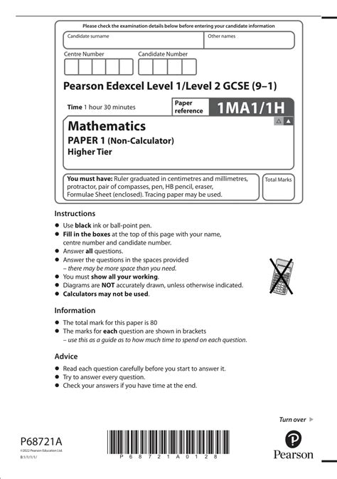 Image result for GCSE Maths Paper 1 Edexcel Higher