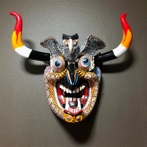 Large Mexican Decorative Indigenous Diablo Wall Mask.