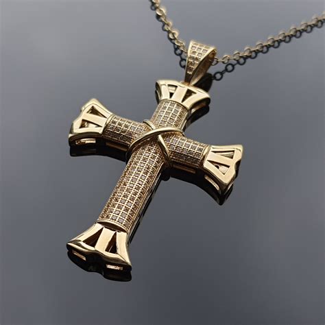 14k Solid Gold Cross Necklace Real Gold Dainty Necklace | Etsy