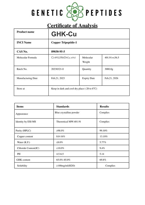 GHK-Cu Copper Peptide Vial – Genetic Peptides