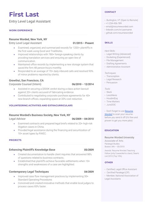 Legal Resume For Clerical Entry Level Legal Assistant Resume Examples