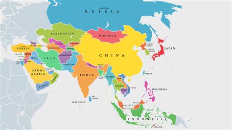Asia Continent Map 的图像结果