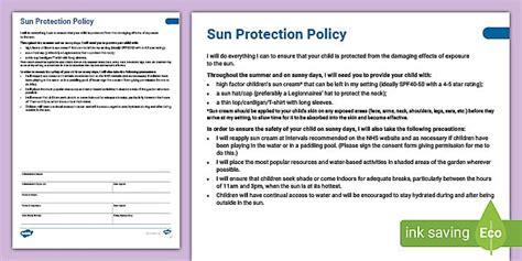 Sun Protection Policy for Childminders (teacher made)