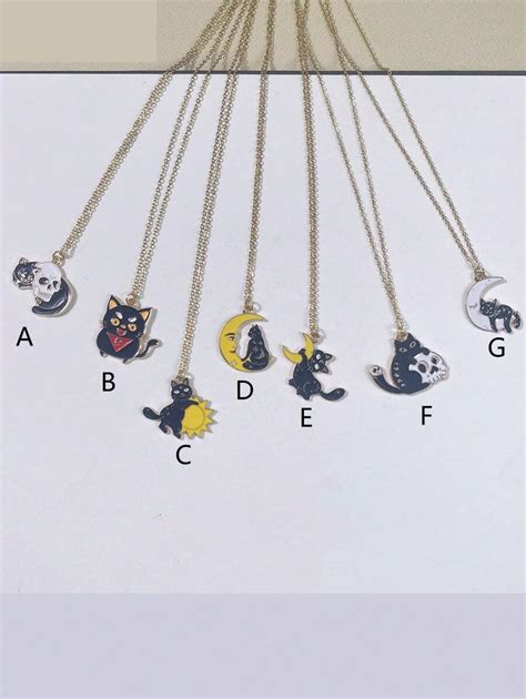 1pc Cartoon Halloween Black Cat Theme Necklace | SHEIN USA