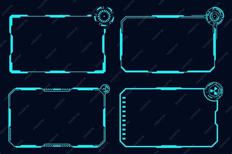 Vector futuristic set hi tech frame element technology hud scifi square ...